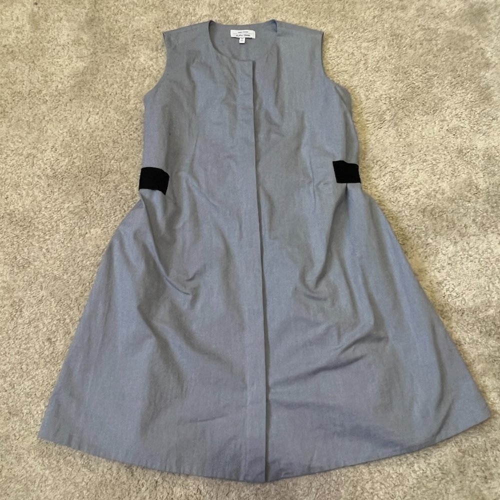 & Other Stories Dress Size 6 Light Blue A Line Tie Waist Sleeveless Cotton Blend